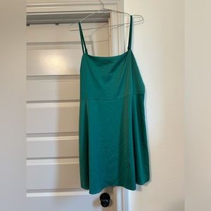 Emerald green satin slip dress, size XL.